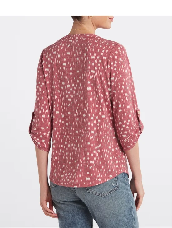 Fortune + Ivy Eleyna Split Neck Knit Top - Dusty Rose Pattern XXL - Picture 2 of 3